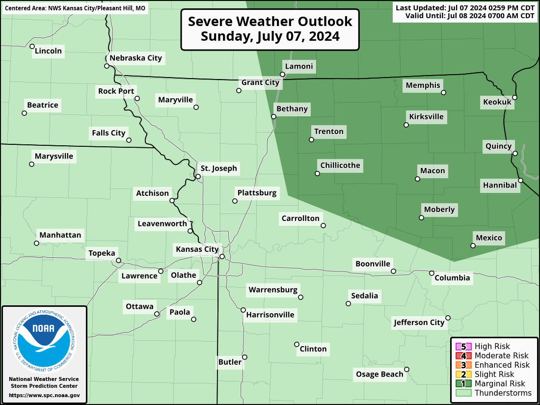 Severe Weather Outlook for Paola, KS and surrounding areas