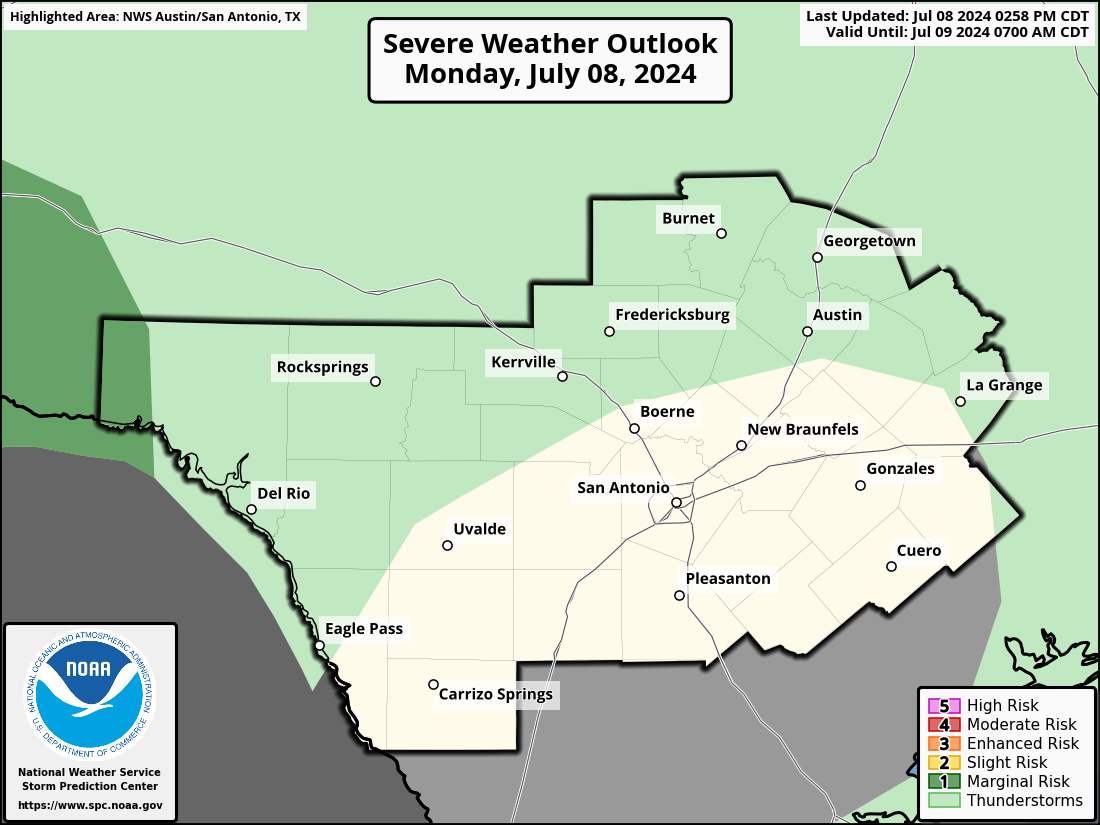 Severe Weather Outlook for Austin, TX and surrounding areas