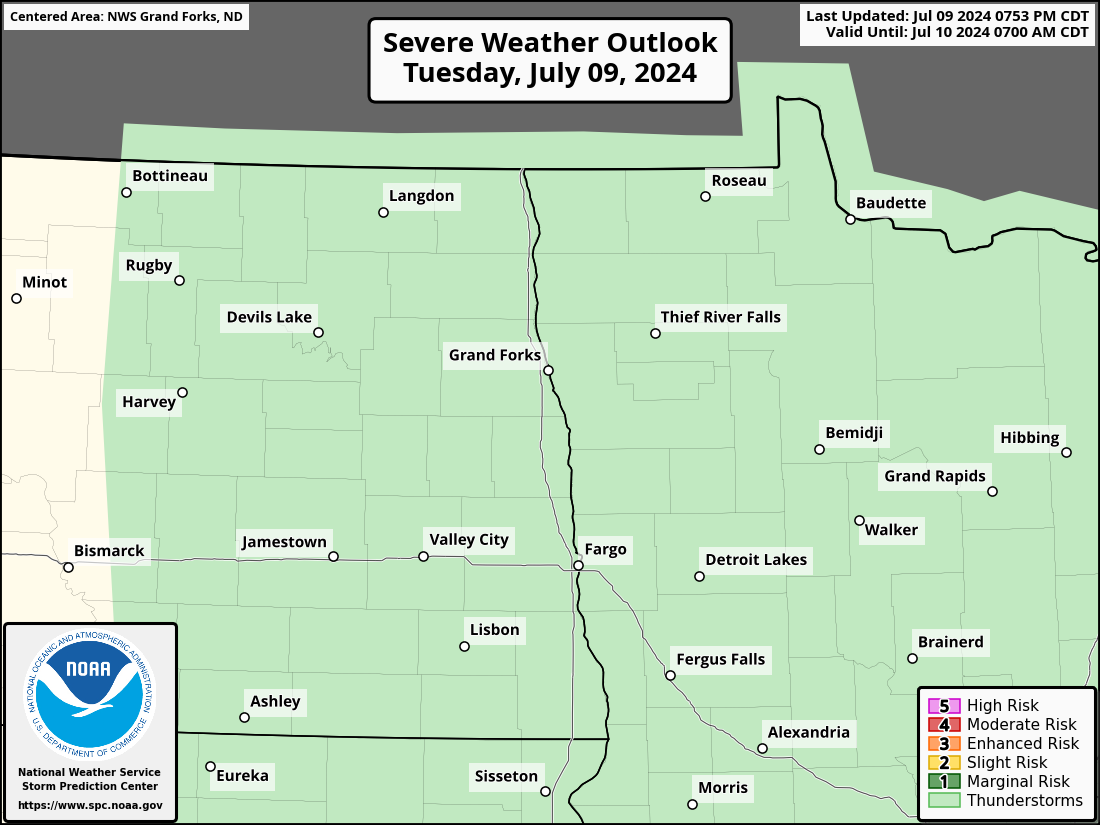 Severe Weather Outlook for Fargo, ND and surrounding areas