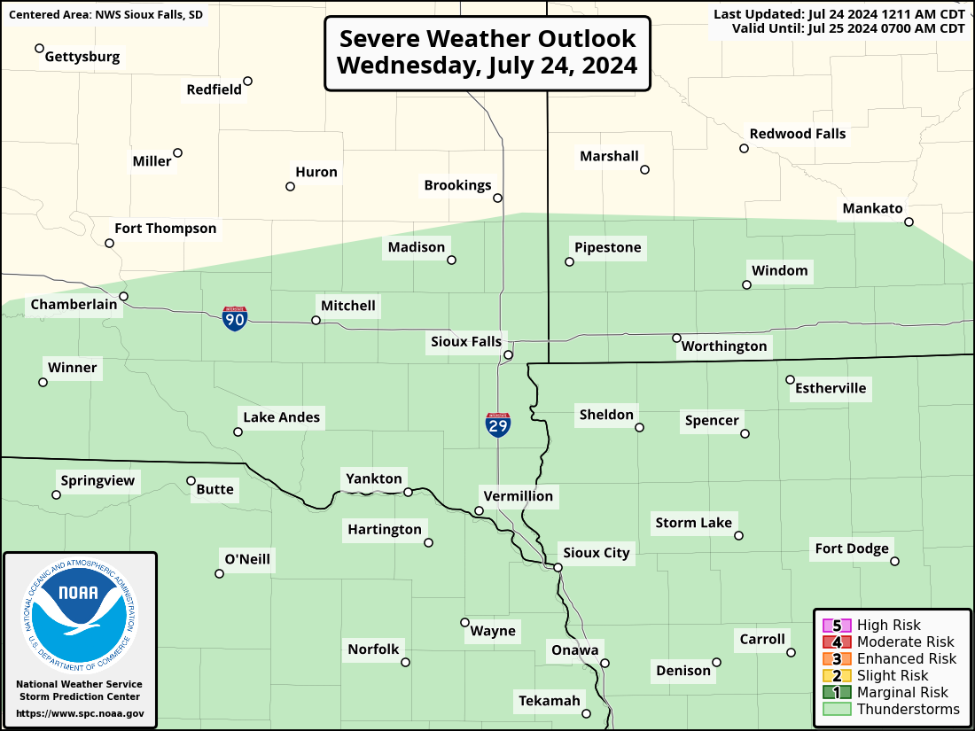 Severe Weather Outlook for Sergeant Bluff, IA and surrounding areas