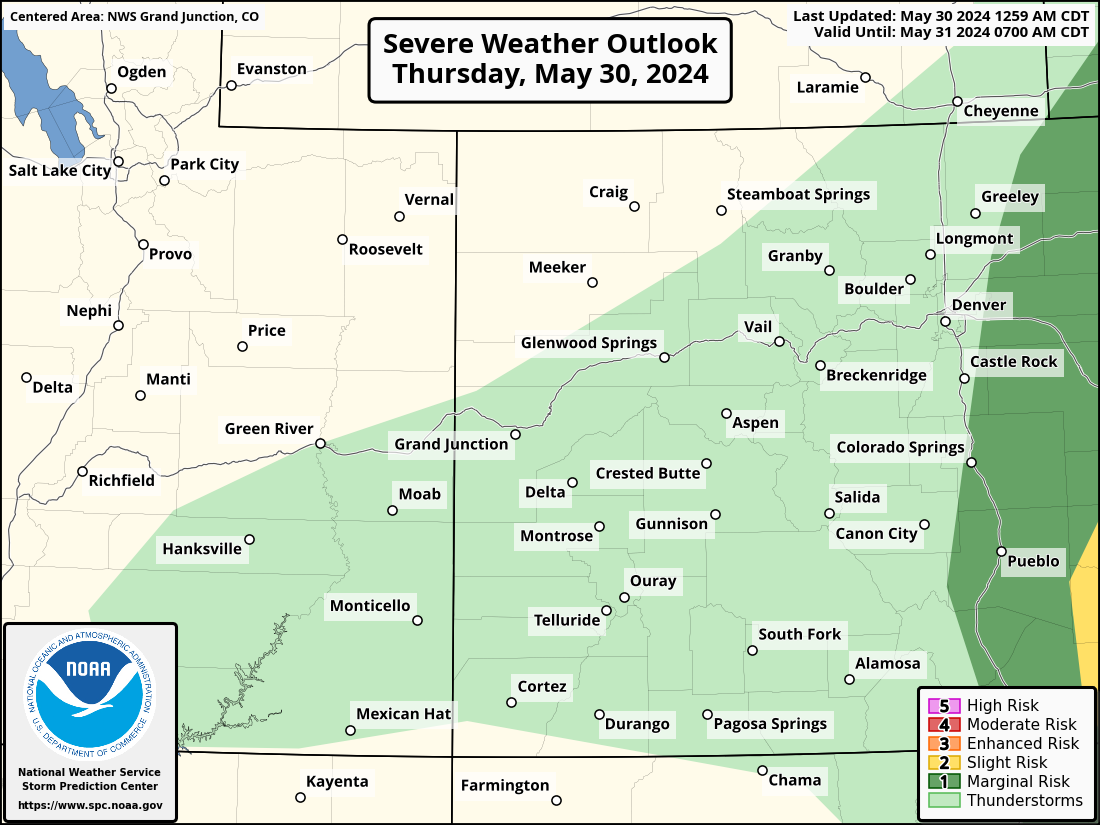 Severe Weather Outlook for Grand Junction, CO and surrounding areas