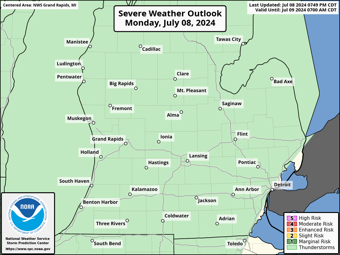 Severe Weather Outlook for Muskegon, MI and surrounding areas