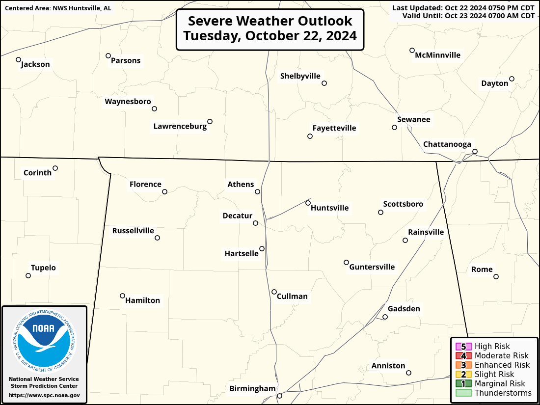 Severe Weather Outlook for Florence, AL and surrounding areas