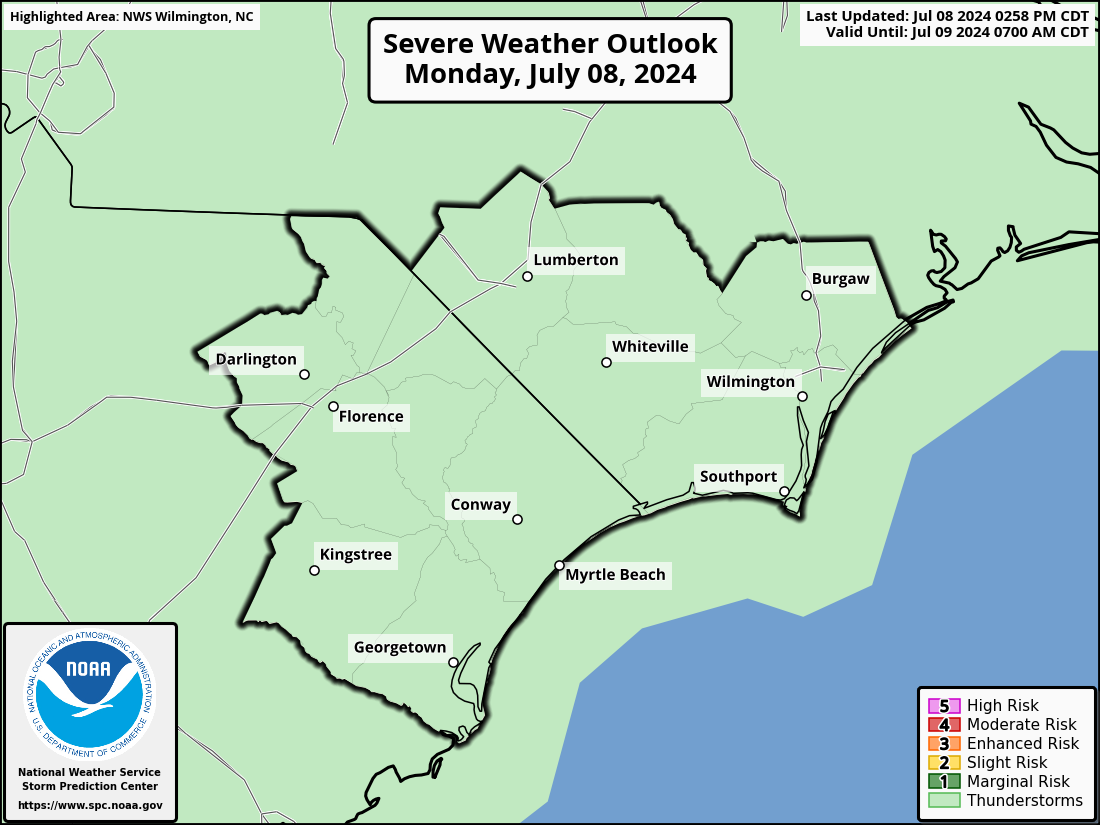 Severe Weather Outlook for Myrtle Beach, SC and surrounding areas