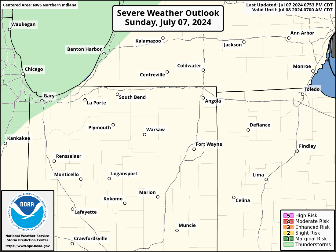 Severe Weather Outlook for South Bend, IN and surrounding areas