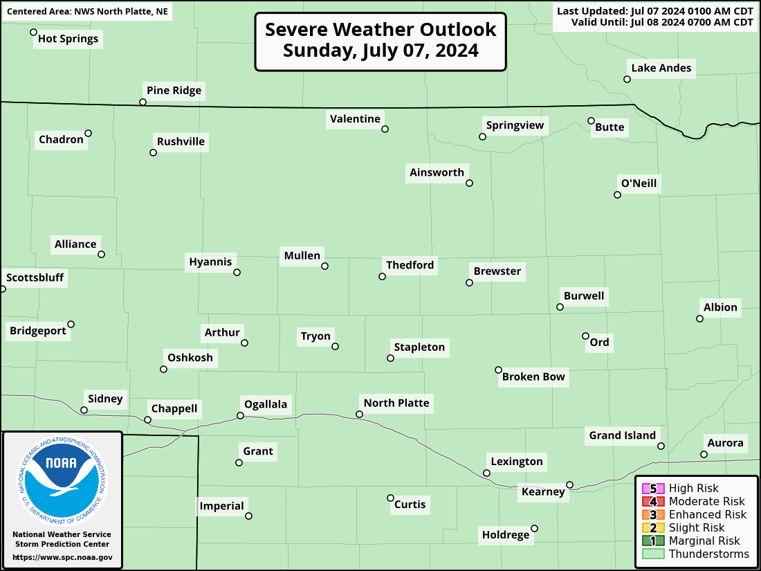 Severe Weather Outlook for Broken Bow, NE and surrounding areas