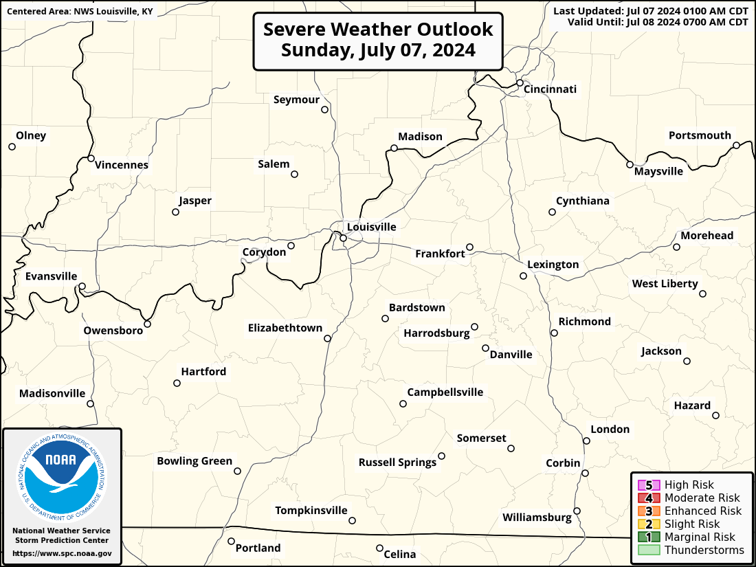 Severe Weather Outlook for Elizabethtown, KY and surrounding areas