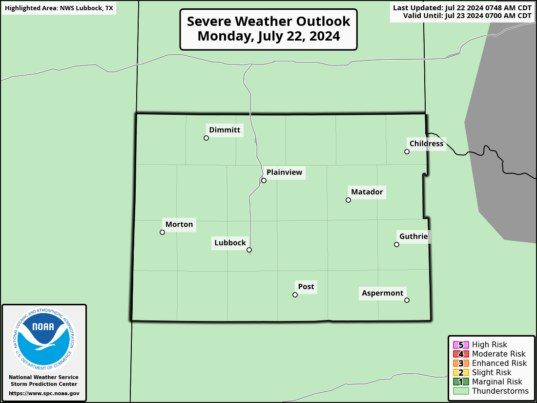 Severe Weather Outlook for Lubbock, TX and surrounding areas
