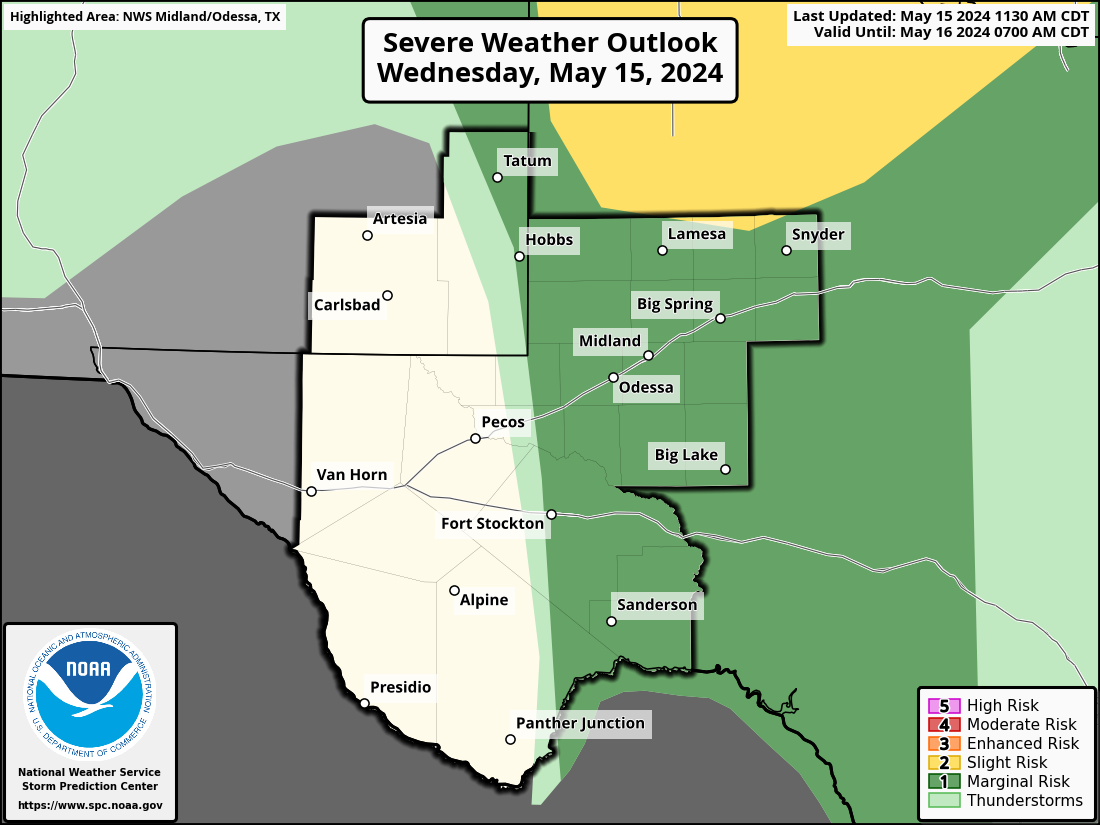 Severe Weather Outlook for Odessa, TX and surrounding areas