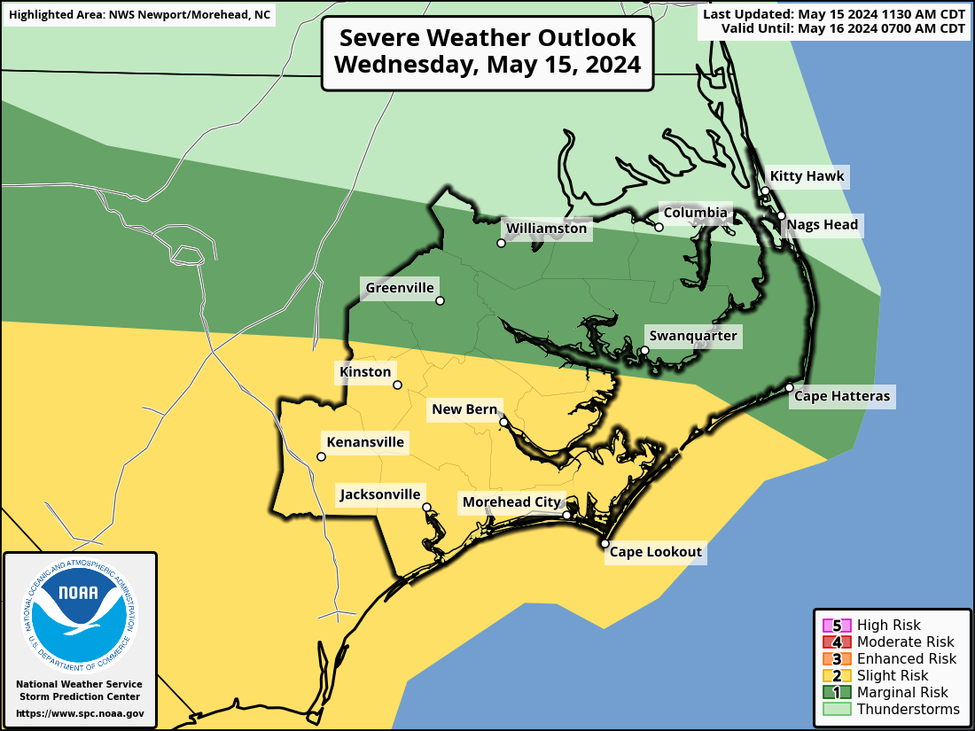 Severe Weather Outlook for Jacksonville, NC and surrounding areas