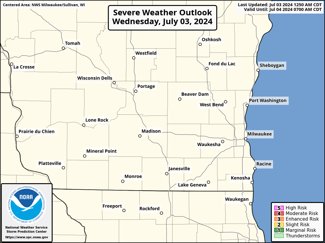 Severe Weather Outlook for Madison, WI and surrounding areas