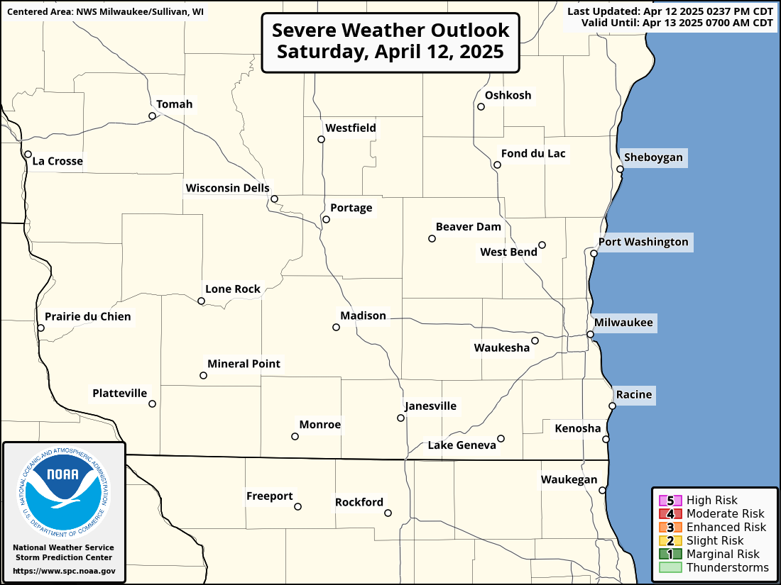 Severe Weather Outlook for Madison, WI and surrounding areas