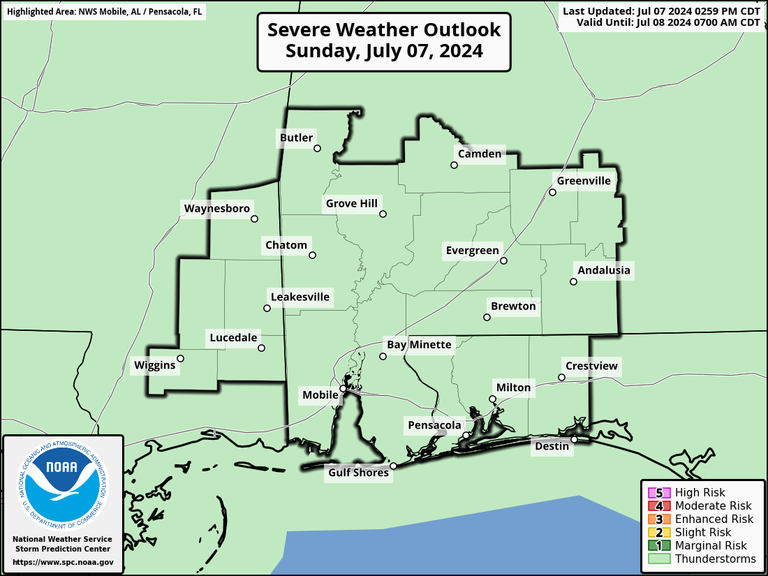 Severe Weather Outlook for Daphne, AL and surrounding areas