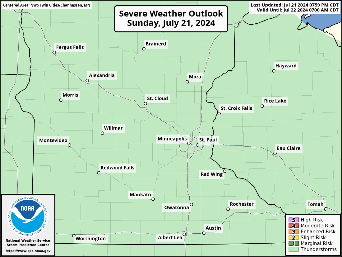 Severe Weather Outlook for Eau Claire, WI and surrounding areas