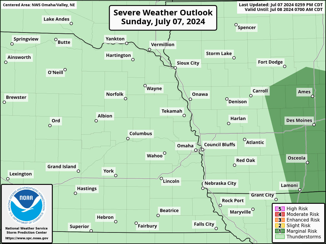 Severe Weather Outlook for Norfolk, NE and surrounding areas