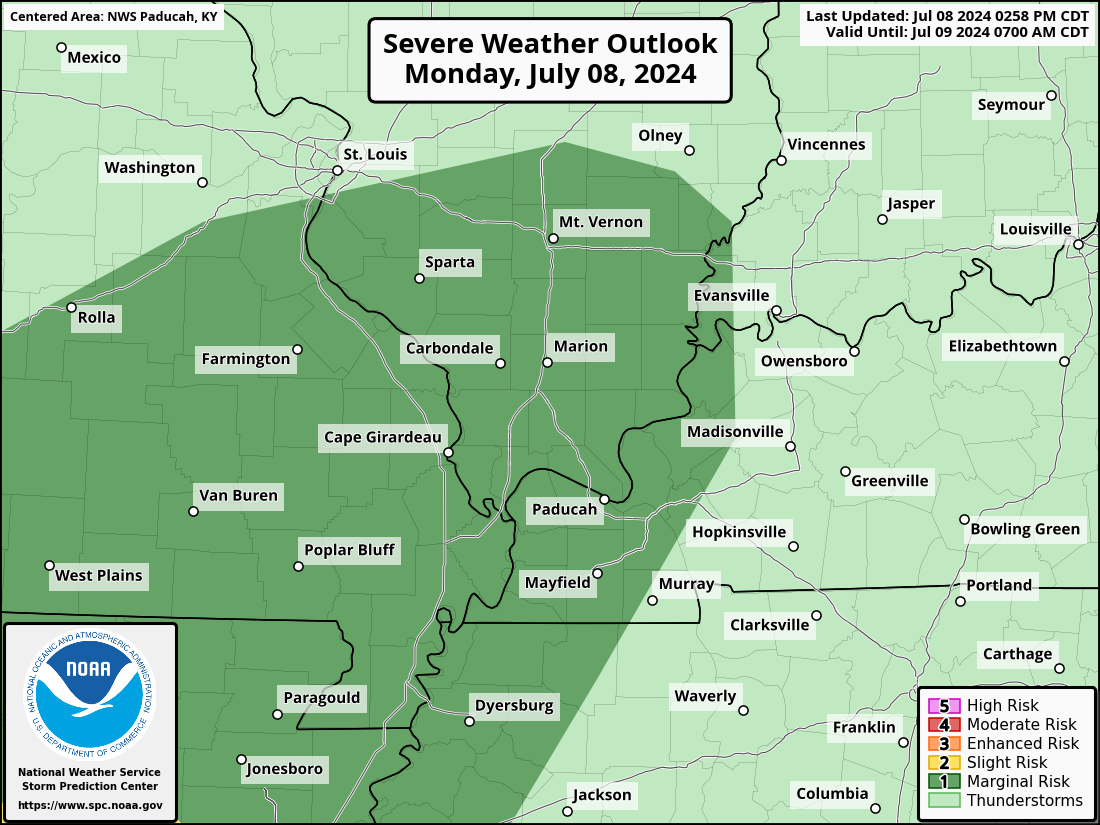 Severe Weather Outlook for Evansville, IN and surrounding areas