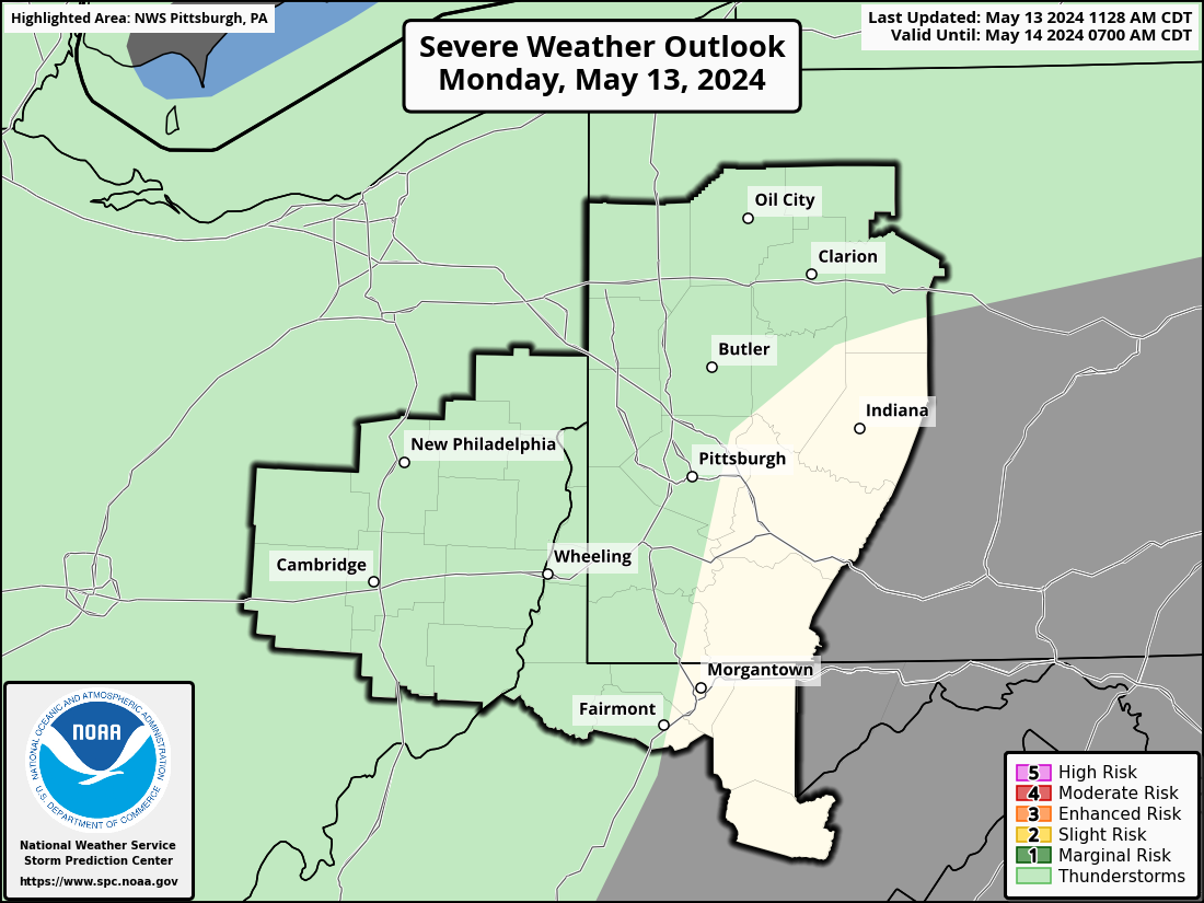 Severe Weather Outlook for Pittsburgh, PA and surrounding areas