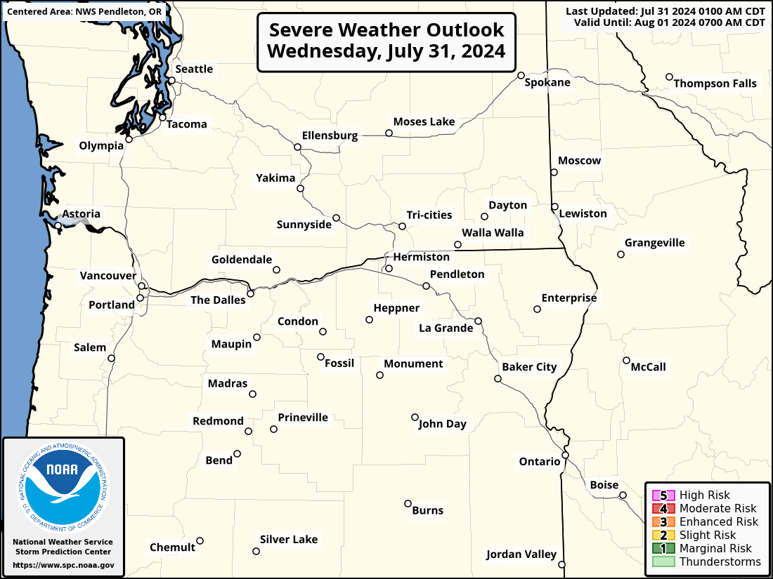 Severe Weather Outlook for Kennewick, WA and surrounding areas