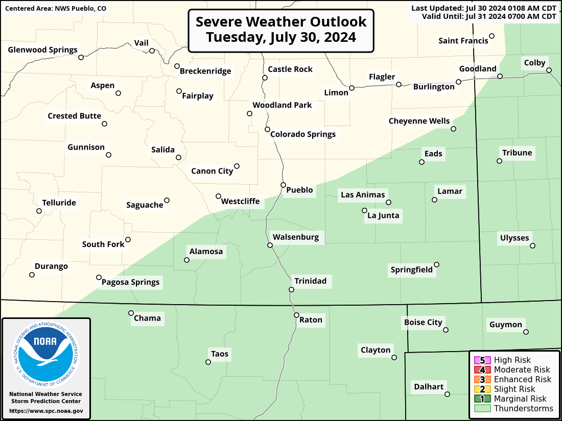 Severe Weather Outlook for Pueblo, CO and surrounding areas