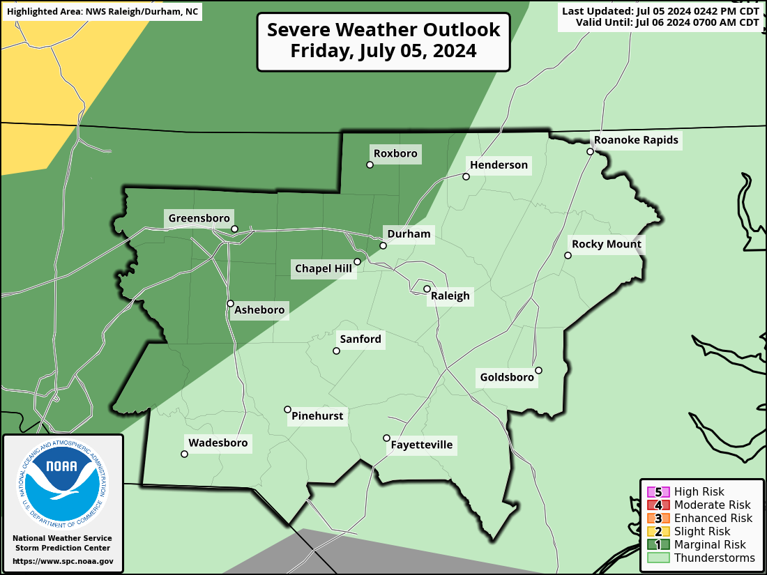 Severe Weather Outlook for Raleigh, NC and surrounding areas