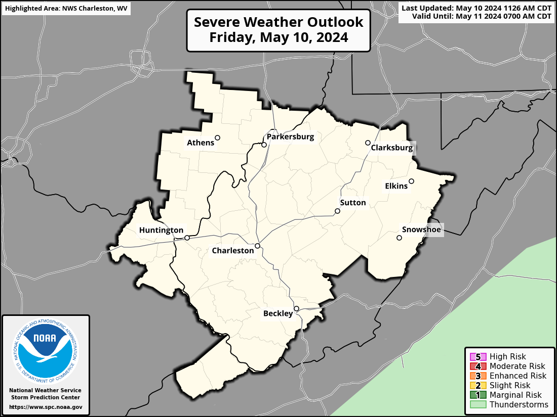 Severe Weather Outlook for Charleston, WV and surrounding areas