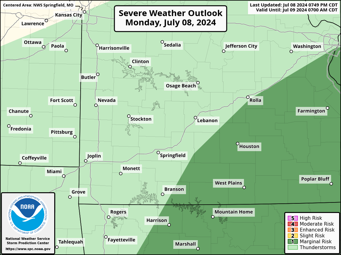 Severe Weather Outlook for Baxter Springs, KS and surrounding areas