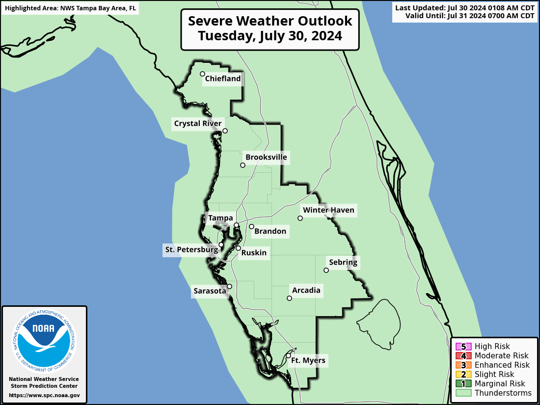 Severe Weather Outlook for Brandon, FL and surrounding areas