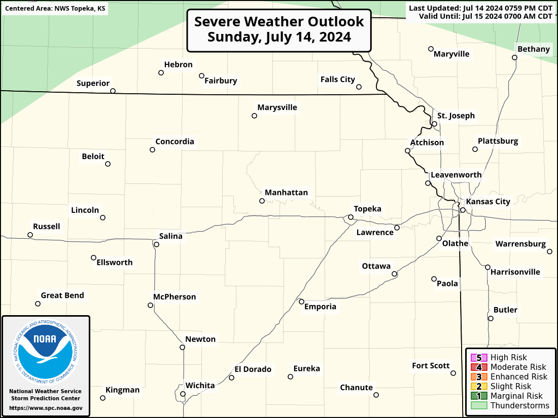 Severe Weather Outlook for Sabetha, KS and surrounding areas