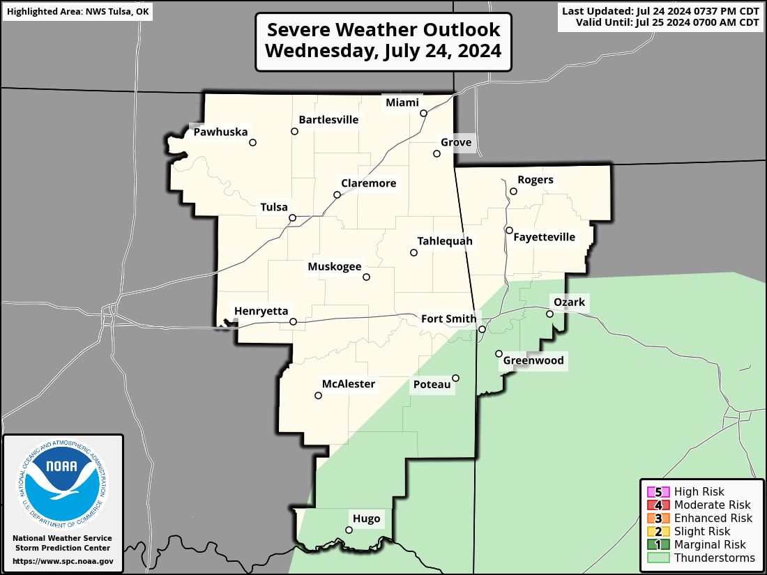 Severe Weather Outlook for Muldrow, OK and surrounding areas