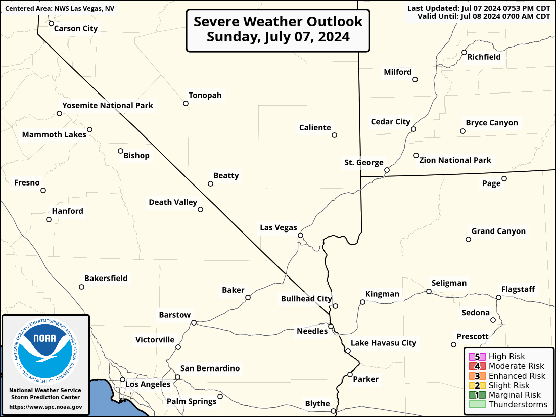 Severe Weather Outlook for San Bernardino, CA and surrounding areas