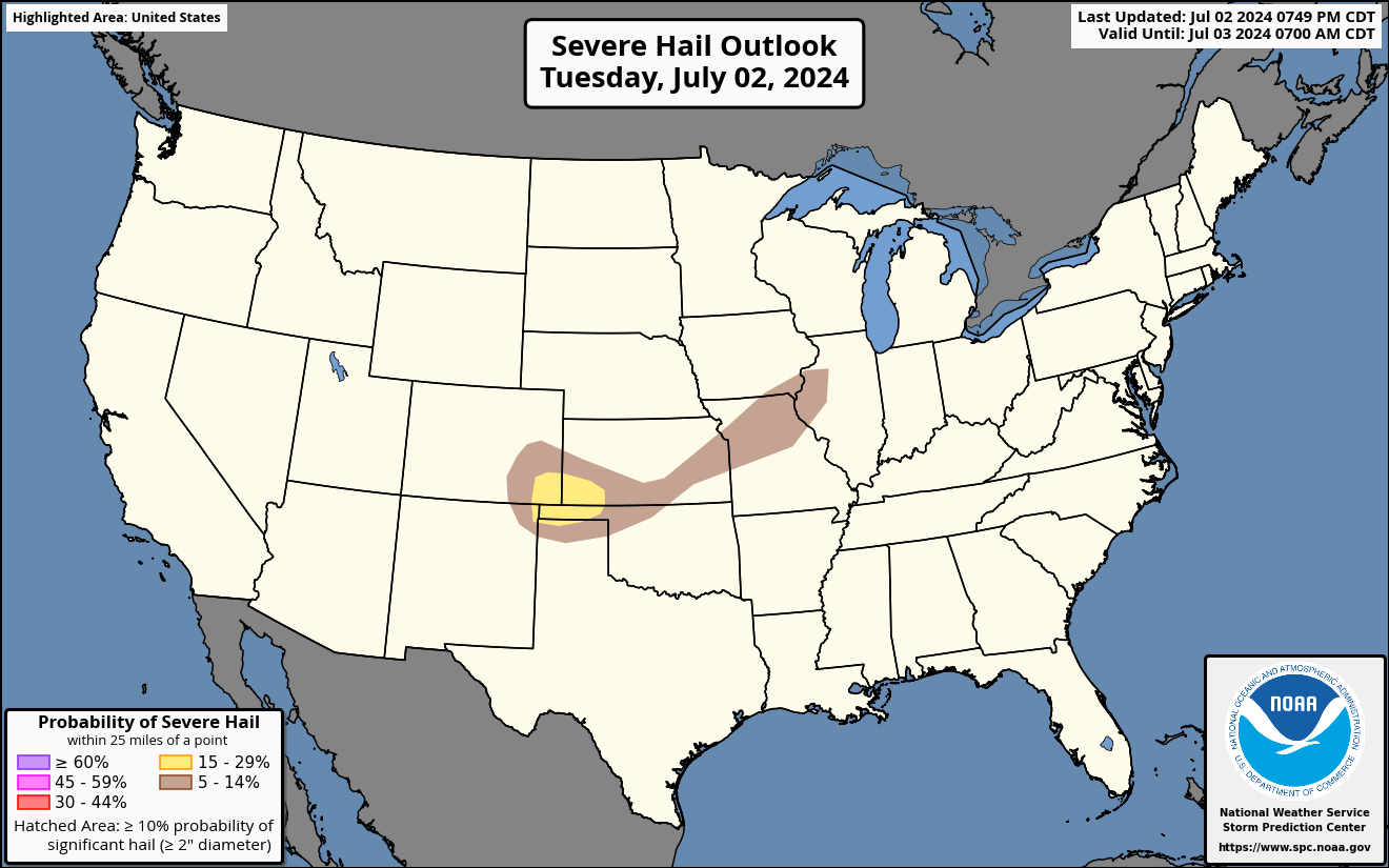 Day 1 Hail probabilities