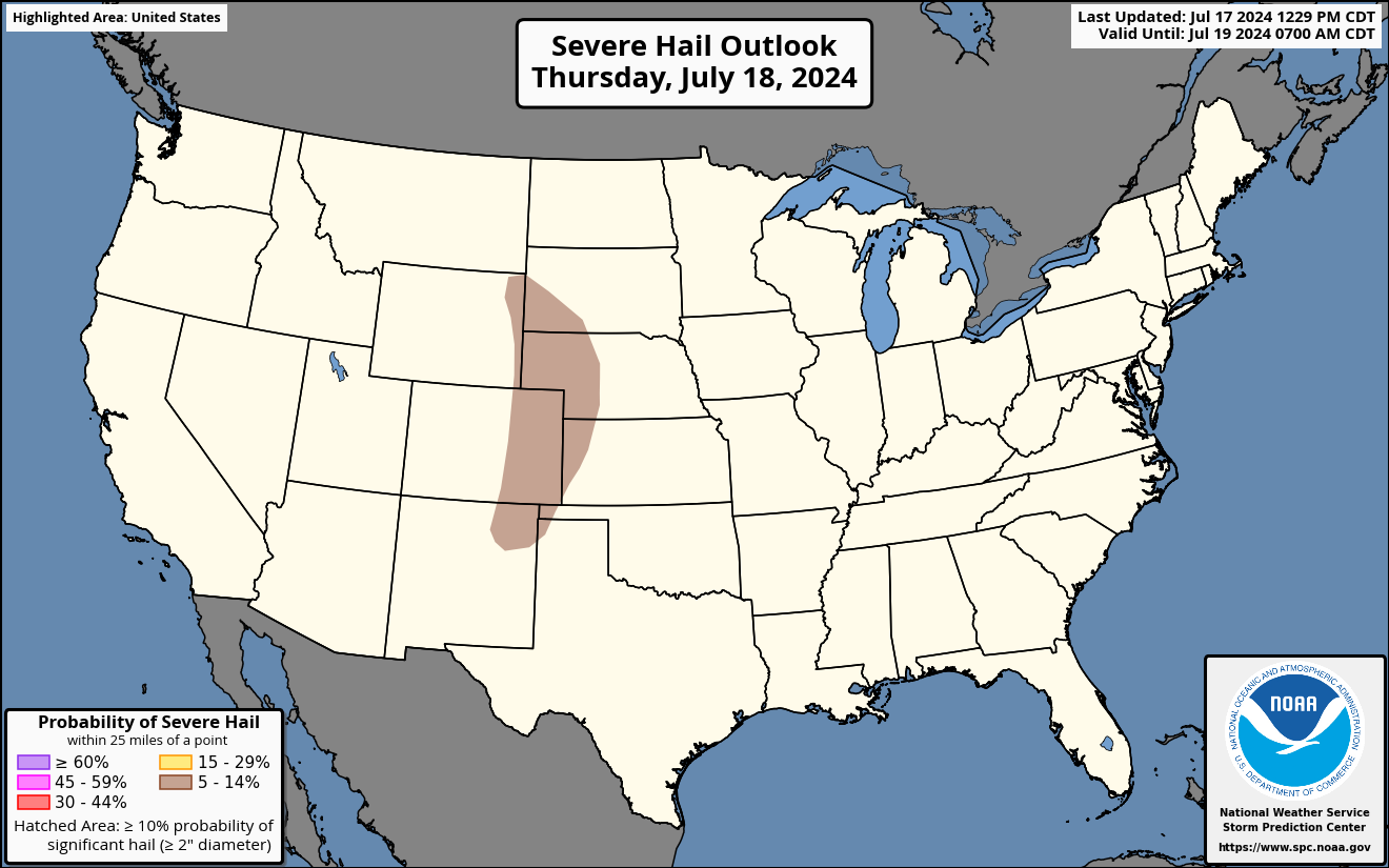 Day 2 Hail probabilities