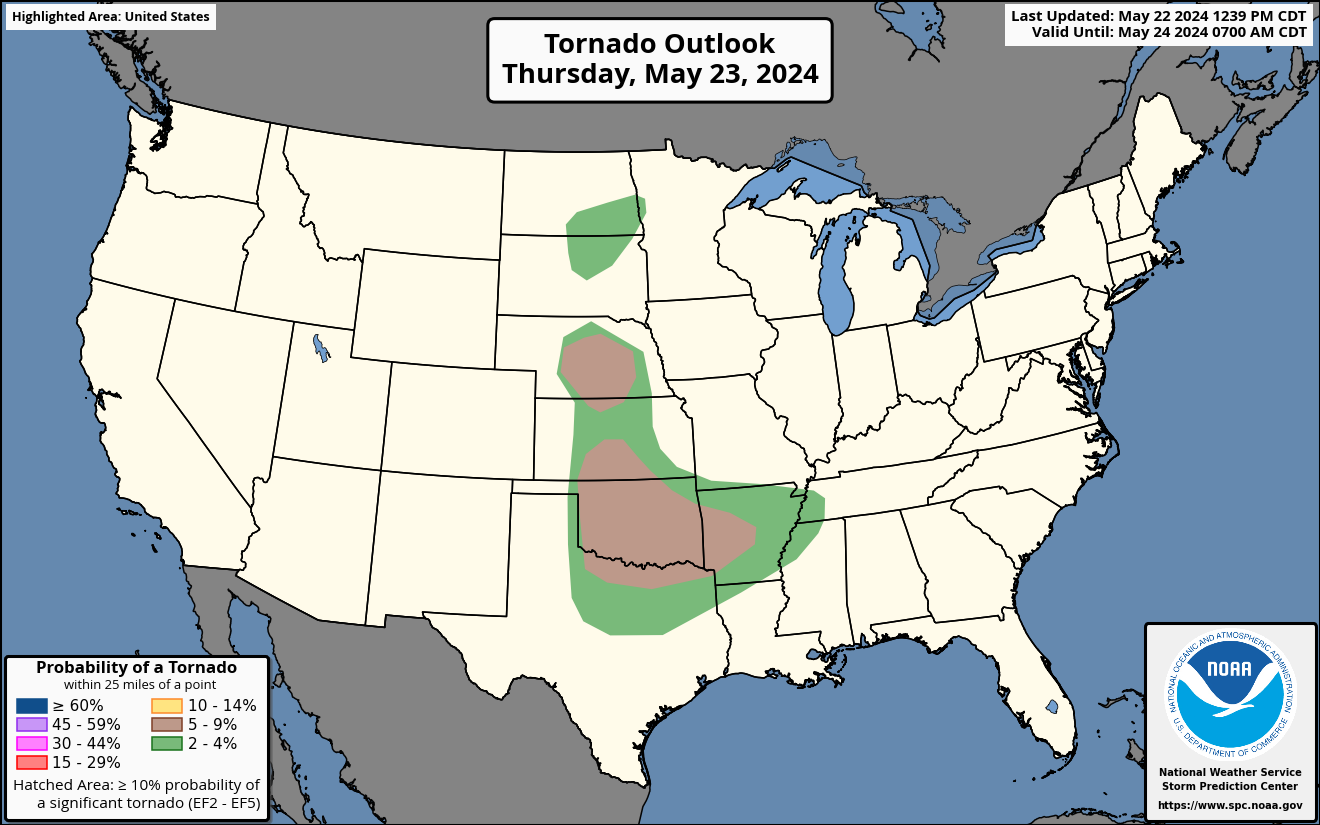 Day 2 Tornado Outlook Map