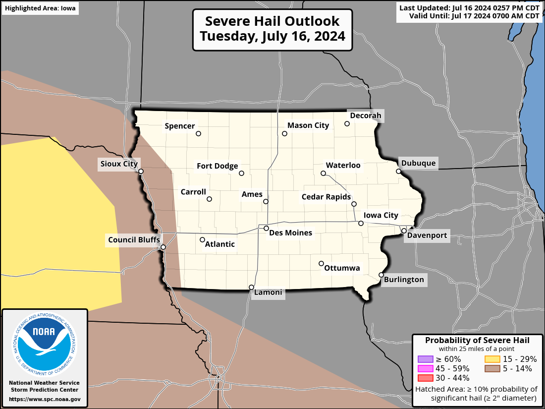Day 1 Hail probabilities