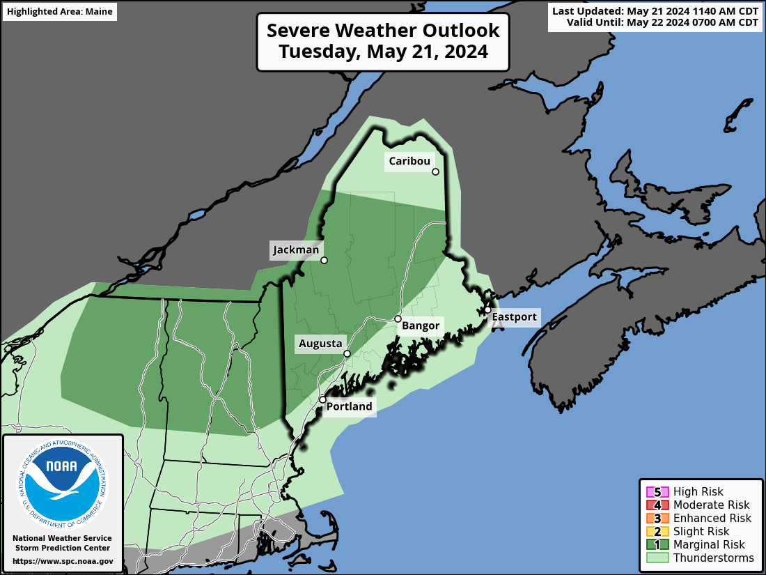 Maine Thunderstorm/Severe Weather Outlook