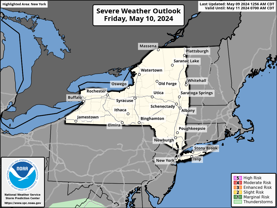 NYS Day 2 Severe Weather Outlook Map