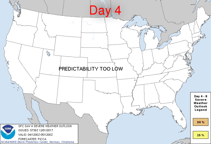 Day 4-8 Severe Weather Outlook Graphics Issued on Dec 1, 2017