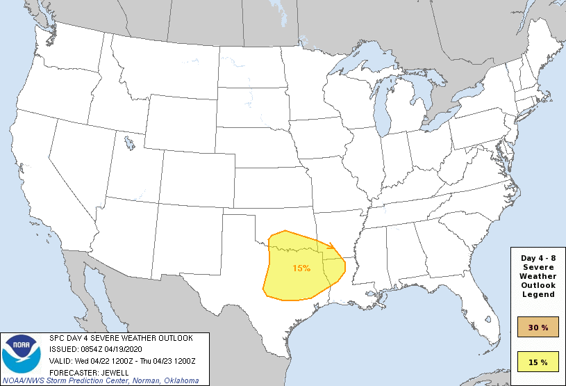 Day 4 Severe Weather Outlook Graphics Issued on Apr 19, 2020