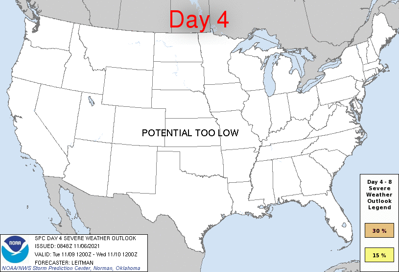 Day 4-8 Severe Weather Outlook Graphics Issued on Nov 6, 2021