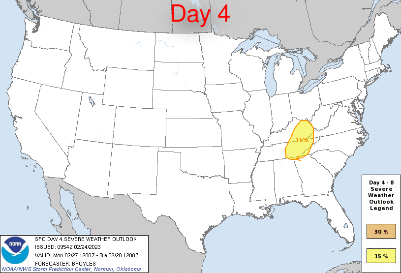 Day 4-8 Severe Weather Outlook Graphics Issued on Feb 24, 2023
