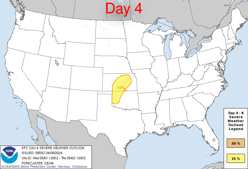 Day 4-8 Severe Weather Outlook Graphics Issued on Apr 28, 2024