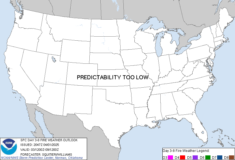 Day 3 - delineate areas of the continental U.S. where pre-existing fuel conditions, combined with forecast weather conditions, will result in a significant threat for the ignition and/or spread of wildfires.