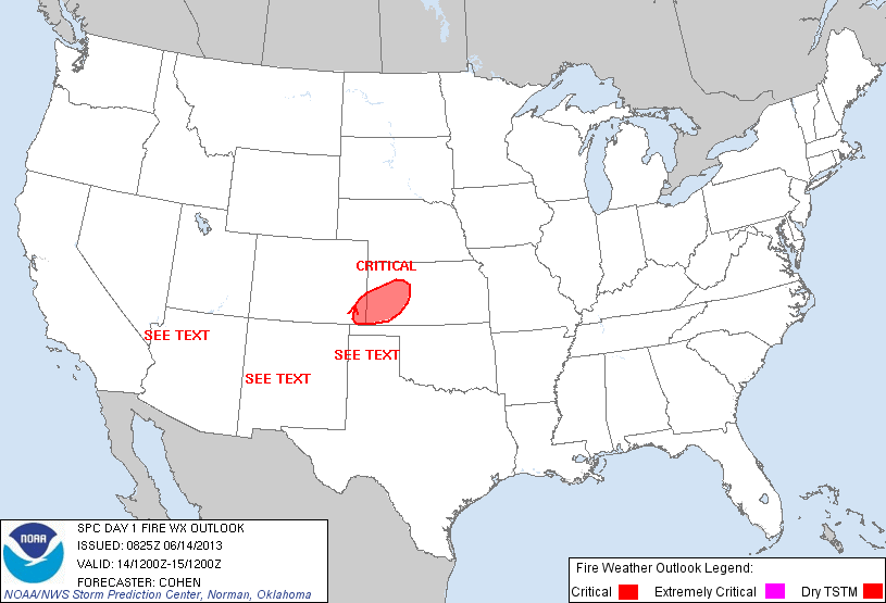 Day 1 Fire Weather Forecast graphic