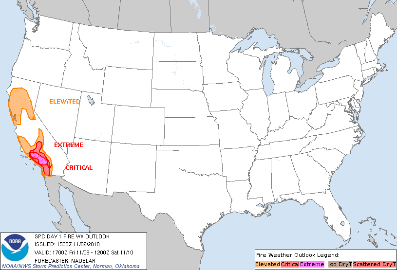 Day 1 Fire Weather Forecast graphic