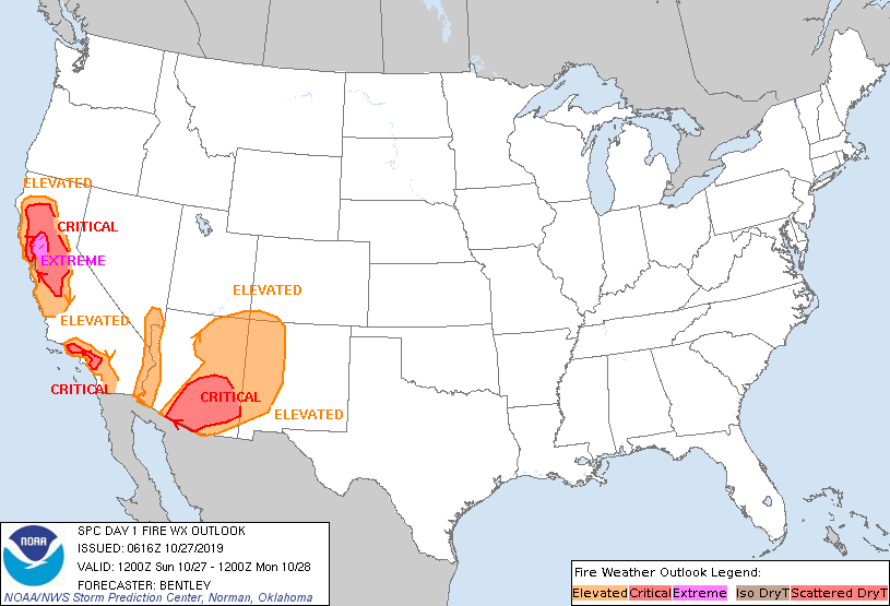 Day 1 Fire Weather Forecast graphic