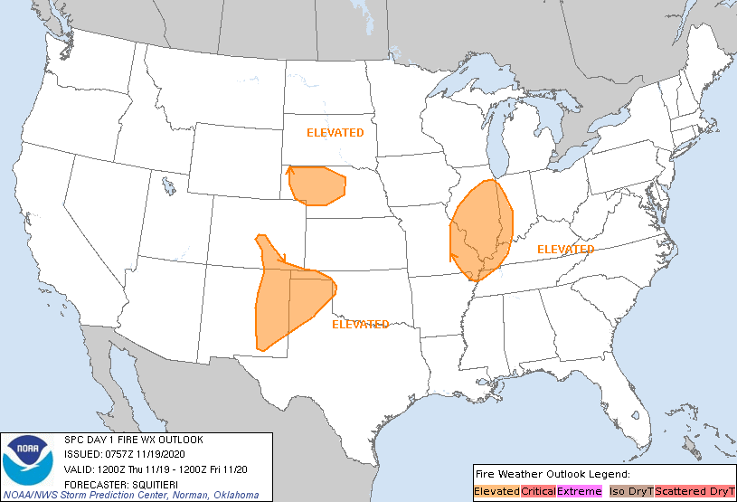 Day 1 Fire Weather Forecast graphic