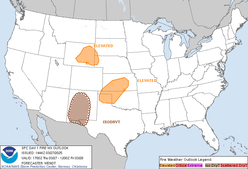 SPC Day 1 Fire Weather Outlook