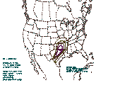 0100 UTC Large hail probabilities graphic