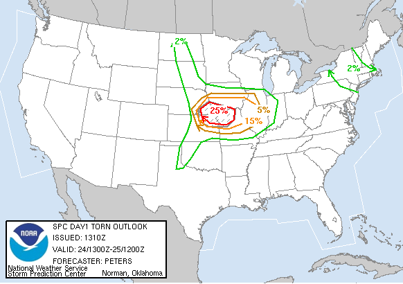 20040524 1300 UTC Day 1 Tornado Probabilities Graphic