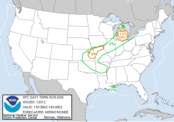 20040613 1300 UTC Day 1 Tornado Probabilities Graphic